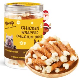 PAWUP Chicken Wrapped Puppy Chew Bones, Digestible Soft-Core Dental Chews, Real Chicken, Gentle Teething Treats for Small & Medium Dogs, 12.5 oz