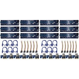 PCI-E 1X to 16X GPU Mining Extender Riser Multi-Interface Adapter with LED (12 Pack)
