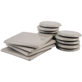 Super Sliders 3 1/2" Round, 5" Square Reusable Furniture Sliders for Carpet - Effortless Moving and Surface Protection, Beige (16 Pack)