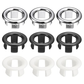 uxcell Sink Trim Overflow Cover, 9Pcs Sink Overflow Rings Bathroom Kitchen Basin Drain Cover Hole Insert in Round Caps (Black, White, Silver)