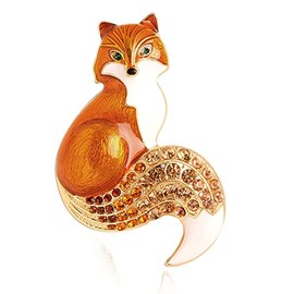 GFM® Fox Brooch - Christmas, Birthday Mothers day - (Golden Brown)-(Brch-FOX-ENM-SNKEK)