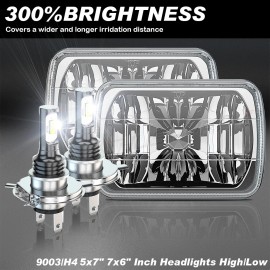 CHUSYYRAY Pair 7x6" 5x7" LED Headlights Hi/Lo Sealed For Mazda B2000 B2200 B2600 RX7 GLC