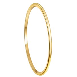 CROWNAL Rare 1mm Thin Black Gold Tungsten Wedding Band Ring Men Women Matching Plain Dome Polished Comfort Fit Size 4 To 10 (1mm Gold,5)