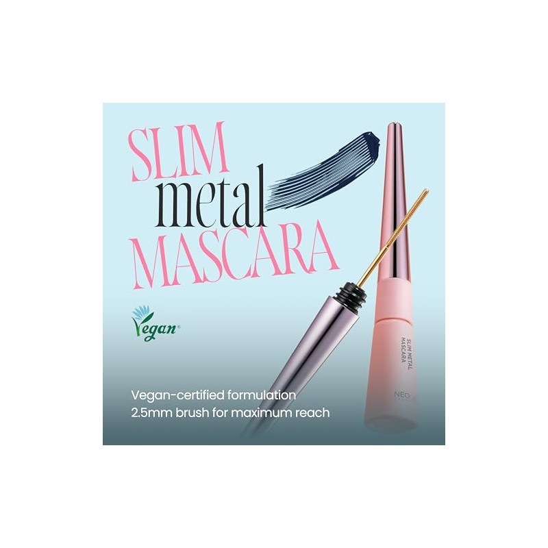 DERMALOGY by NEOGENLAB Extra Slim Metal Mascara, Long-Lasting Volumizing &