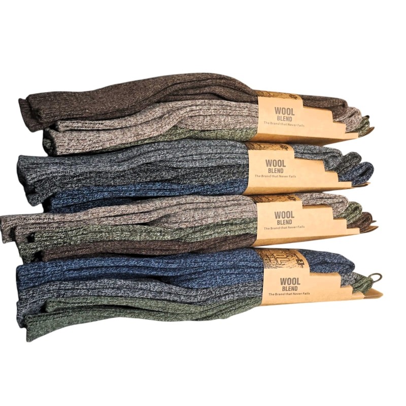 Men's Long Wool Blend Heavy Boot Socks -Warm, Durable &