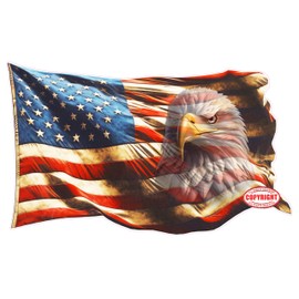 Ghosted Eagle American Flag Decal, Patriotic Car Sticker (12" x 8")
