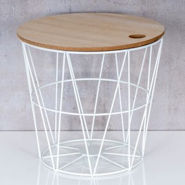 Metal Basket Height 22 cm White Metal Storage Basket Table Basket Wire Basket Lid Storage Design Decorative Table Home