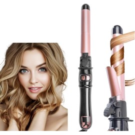 Automatic Curling Wand 28mm/1.1 inch Rotating Curling Iron for Short Long Hair LED Display Professional Waver Hair Fast Heating (Rose Gold)