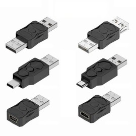chenyang - Paquete de 6 adaptadores USB 2.0, USB 2.0 macho a mini/micro USB macho/hembra