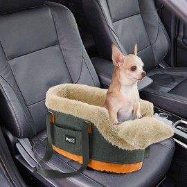 GLIDESMOOTH Console Dog Car Seat Portable Booster Seat, Dog Car Seats for Small Dogs, Detachable Washable Front Seats, for Cats and Dogs, for Small Pets, Gray