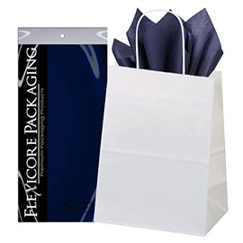 5ct White Paper Gift Bags + 10ct Gift Tissue