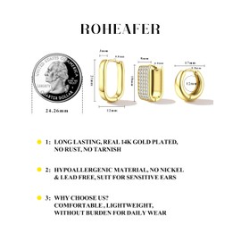 Roheafer 3 Pairs Gold Hoop Earrings for Women 14K Gold Plated Chunky Gold Earrings Set Trendy Small Huggie Hoops Earring Lightweight Hoop Earring Sets for Multiple Piercing Gold