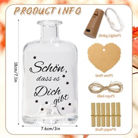 LED Bottle Light Christmas Day, Illuminated Bottle, Frosted Bottle Light - Schön,dass Dich gibt,Illuminated Decorative Bottle with Corks, Christmas Gift, Bottle with Decorative Light, Birthday Gift