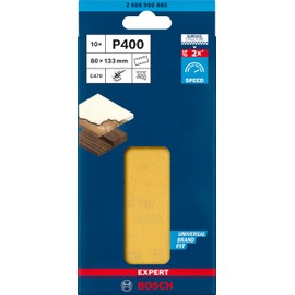 Bosch Professional Expert C470 Sandpaper with 8 Holes (for Hardwood, Paint on Wood, 80 x 133 mm, Grit 400, Orbital Sander Accessories), Pack of 10
