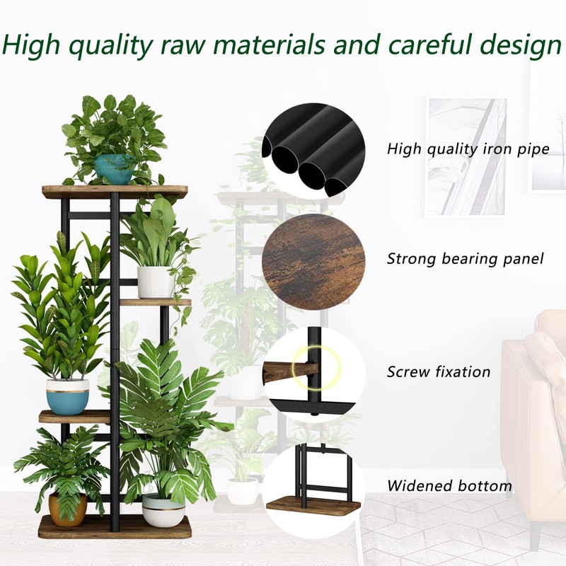 LINZINAR Plant Stand Indoor 4 Tier 5 Potted Multiple Plant