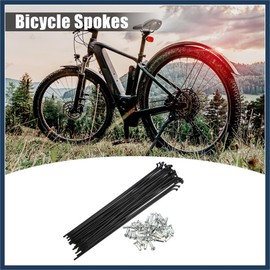 INFINAUTO 40 Pcs 14G J Bend 168mm x 2mm Bike Bicycle Spokes with Nipples Steel Black Stylish Design