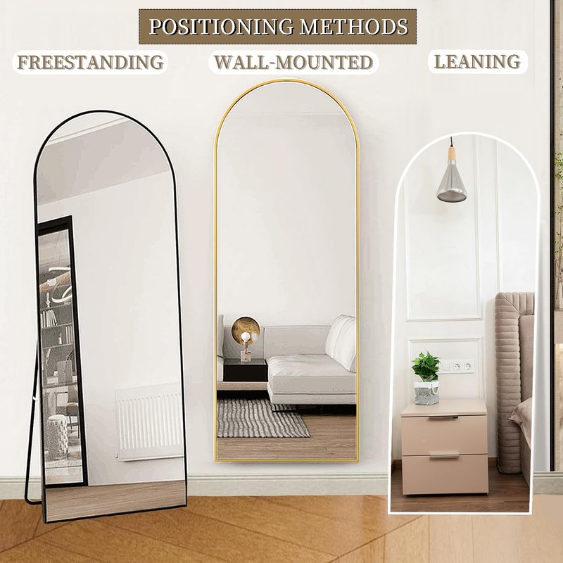 OGCAU Floor Full Length Mirror, 56"x20" Arched Full Body Mirror,