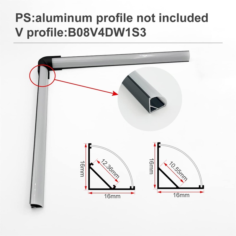HAMRVL 10pcs Led Aluminum Channel Corner Kit Black for Led