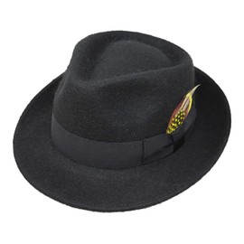 Borges & Scott Alpaca Doyle - Teardrop Fedora Hat - Premium Alpaca Wool Felt - Crushable for Travel - Water Resistant - Unisex - Black 60cm