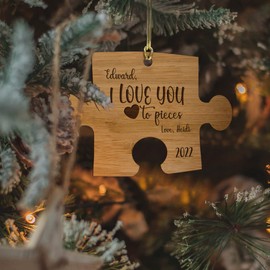 Customizable I Love You to Pieces Puzzle Piece Ornaments - A Great Gift for Him or Her