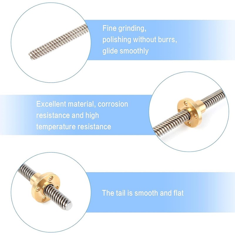 Yaklee T8 Threaded Spindle Pack of 2 8 mm Trapezoidal