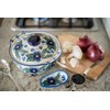 Blue Rose Polish Pottery Forget Me Not Round Covered Baker