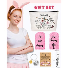 Swooflia Christian Religious Easter Gifts for Women- Fun Easter Basket Stuffers with Faith Inspired Cross Bracelet, Gift Sets Suitable for Bold Sisters, Besties and Women, Canvas