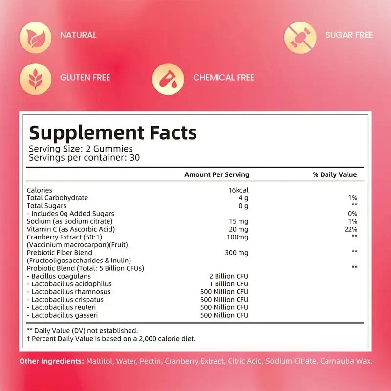 Vivonu Vaginal Probiotics for Women, Feminine Balance pH Gummies 60ct/1bag