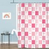 Pink Bowknot Shower Curtain, Cute Pink White Bow Geometric Checkered