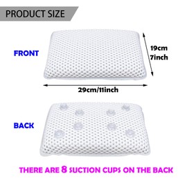 BDSHUNBF Bath Pillow with 8 Suction Cups, Neck Pillow Bathtub, Bath Pillow for Bathtub, Quick Drying, Bath Pillow Neck, Bath Pillow for Neck Relaxation