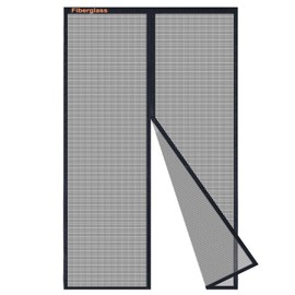 Risareyi Fiberglass Magnetic Screen Door Actual Size 48"x80", Black Bugs Net Thicker Mesh Curtain Screen with Magnets Heavy Duty for Front Door, Keep Bugs Out, Full Frame Hook & Loop