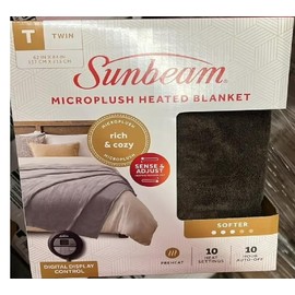 Sunbeam Royal Luxe Night Fog Heated Blanket 12-Heat Settings Auto Off Machine Washable Twin