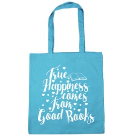 Hippowarehouse True happiness comes from good books Tote Shopping Gym Beach Bag 42cm x38cm, 10 litres
