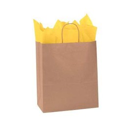 SSWBasics Natural Kraft Paper Shopping Bags - 13”L x 6”D x 15 ½”H - Case of 250