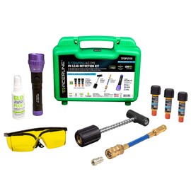 Tracerline TPOPUV19 R1234yf Air Conditioning Refrigerant Leak Detection Dye Kit - (3) Mini-EZ Single-dose AC Dye, UV Flashlight, R-1234yf Coupler, EZ-Ject Injector, 2oz Glo-Away Cleaner, Made in USA
