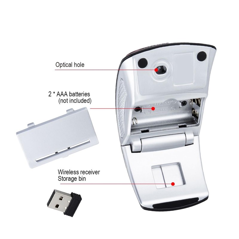 Mouse,2.4G Foldable Mouse,Ergonomic Mouse Mice,with USB Receiver,with Comfortable HandFeeling,for Notebook