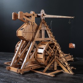 YAQUMW The Mini Counterweight Trebuchet with Wheels Europe Medieval Siege Chariot Catapult Weapons DIY 3D Wooden Puzzles Mechanical Model Kits STEM Projects Tabletop Toy