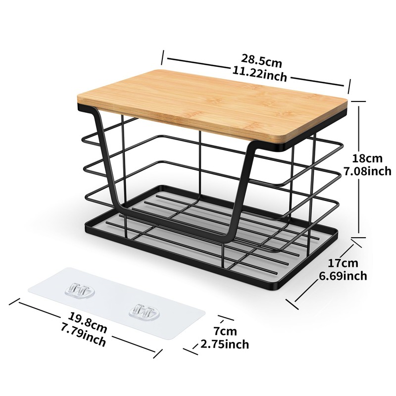 ALOCEO Extra Large Trash Bag Holder Dispenser With Bamboo Top,