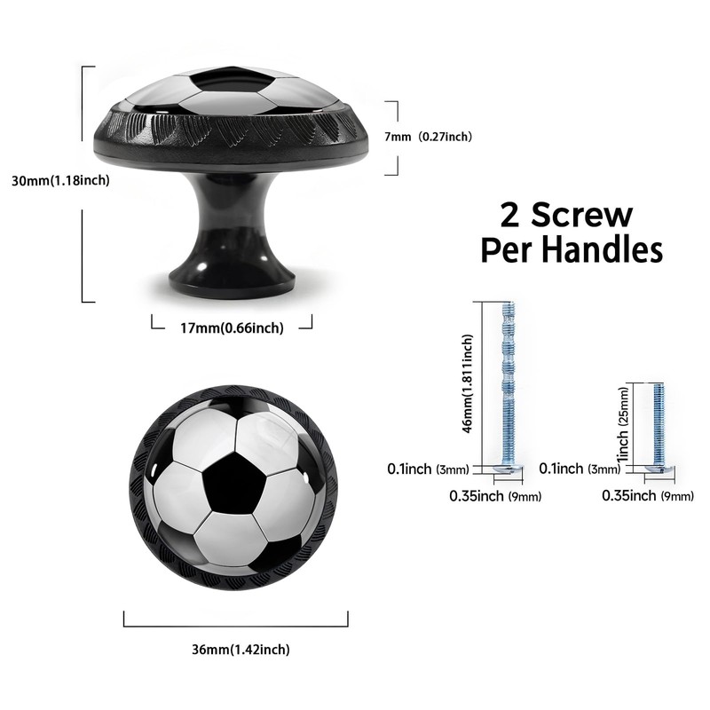 Artinhand 4 Pack Soccer Cabinet Knobs for Kitchen Bathroom