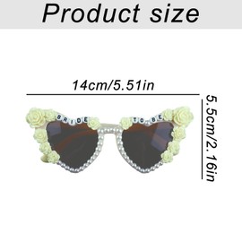 Tabanzhe Bride To Be Sunglasses-Heart Shaped Pearl Sunglasses Vintage Fashion Bride Glasses Bachelorette Party Accessories Decorations Bride Gift for Women Wedding Hen Do Party Supplies(Style C)