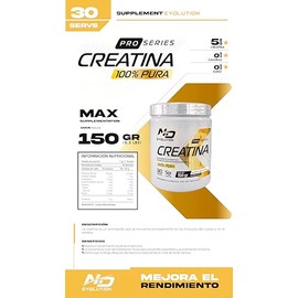 Creatina Monohidratada 100 Pura, 150 gr, Sabor Natural, 30 Porciones                                                                                  
