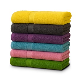 ZUPERIA 6-Pack Bath Towels - 30" x 60" - Ultra Soft 100% Cotton Large Bath Towels- Highly Absorbent for Bathroom, Pool, Gym, Spa, and Hotel Use (Colors Variety)
