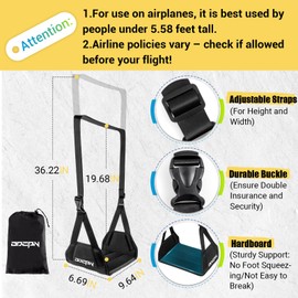 2-Pack Foot Hammock for Plane Travel, No Collapse Thickened Bamboo Airplane Foot Rest with Extended Adjustment Strap, Portable Desk Foot Hammock to Relax Your Feet, Foot Sling Travel Essentials(Black)