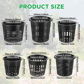 MAQUITA 18 Pcs Orchid Pots Variety Size 2.3/3.3/3.9/4.3/4.9/6.1 Inch Black Net Pots Plastic Aquaponics Hydroponic Baskets Slotted Mesh Orchid Planter Container with Hole for Growing
