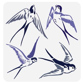 FINGERINSPIRE Swallows Stencil for Painting, 30 x 30 cm, Swallow Bird, Reusable Stencil, Flying Swallows, Drawing Stencil, Spring Theme Craft Stencil for Painting on Wood, Home Decoration