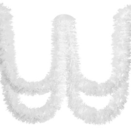 Dingion Guirnalda Navideña de Oropel de 59 Pies Guirnalda Metálica Retorcida Adornos de Guirnalda Colgante Brillante para Suministros de Fiesta Árbol de Navidad (Blanco)