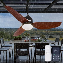 HOMREST 42in Ceiling Fan with Light,Waterproof Plug in Ceiling Fan,Outdoor Gazebo Fan,App&Remote Control,3 Colors LED Light,6-Speed Quiet DC Motor,Reversible,Indoor/Outdoor Use for Patio Porch(Brown)