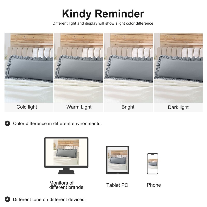 PiccoCasa Soft Microfiber Plain Bolster Pillowcase with Decorative Ruffle and