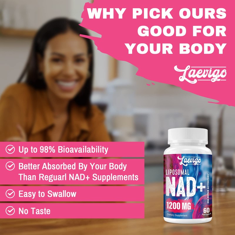 Laevigo Liposomal NAD+ Supplement 1200mg High Absorption, Cellular Energy &