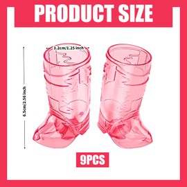 Bekecidi Pack of 9 Cowboy Boots Shot Glasses, Mini Western Cowboy Plastic Cups Reusable Cute Cups for Wedding Decorations Theme Party Accessories (Rose)